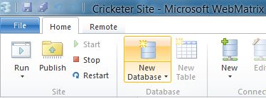 Create New Database in WebMatrix